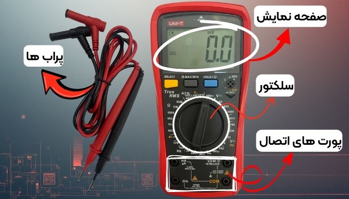 بخش‌ های اصلی مولتی متر و نحوه اتصال